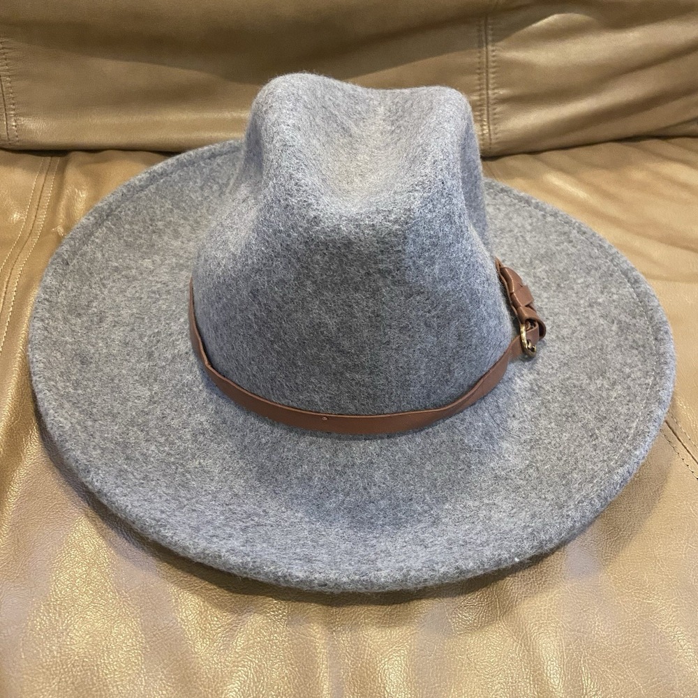 Fedora Style 100% Wool Hat Altered State NWT Gray Faux Leather Hat Trim One Size - Picture 3 of 8